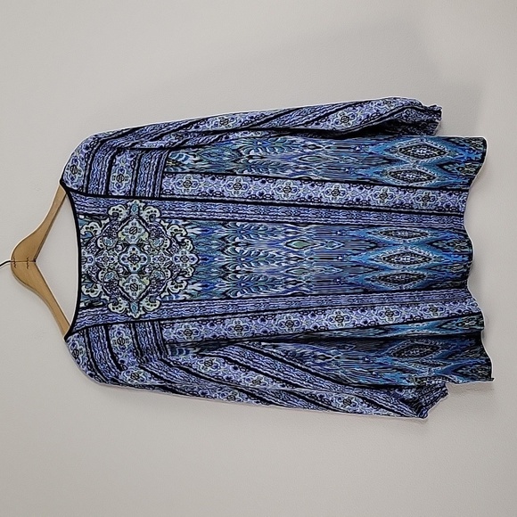 Belle by Kim Gravel Blue Boho Style Pullover Blouse Size 2X - Picture 6 of 9